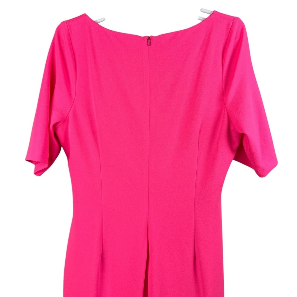 Black Halo Women's Dress 14 Pink Square Neck Short Sleeve Pleated Sheath - Picture 5 of 11